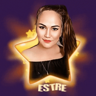 a picture of a woman with the name estre written below her