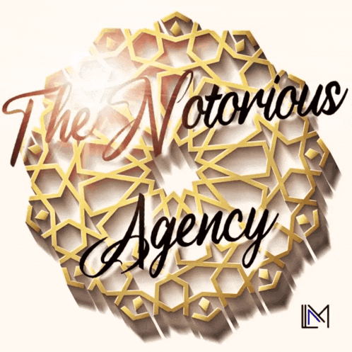 a logo for the notorious agency is displayed in gold