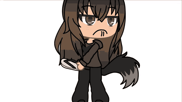 a drawing of a girl with brown hair and a tail