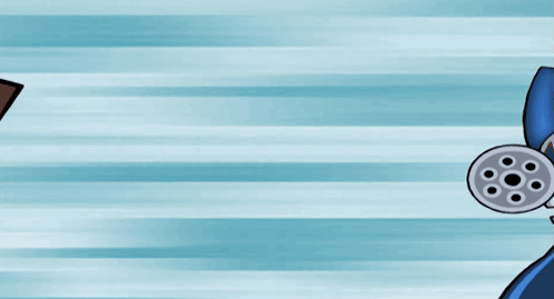 a cartoon drawing of a man and a robot with a gun