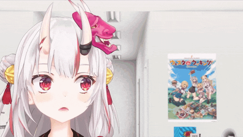 two anime girls are standing next to each other