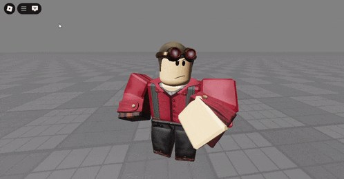 a roblox character wearing a red jacket and goggles