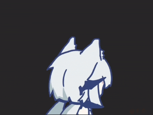 a cartoon drawing of a cat girl with white hair