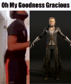 a man is standing next to a 3d model of a man in a suit .