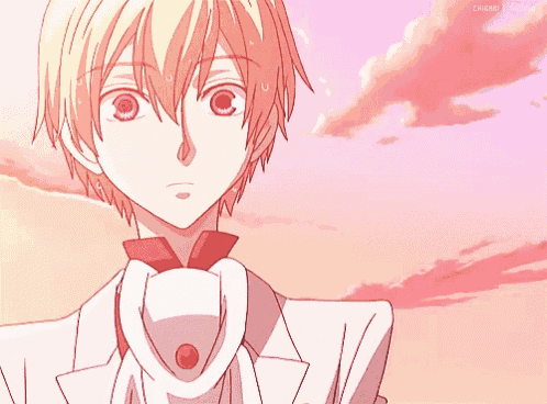 a close up of a anime character with a bow tie