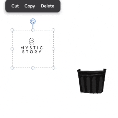 a picture of a mystic story logo next to a black pot