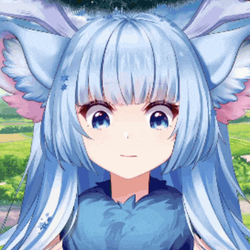 a close up of a girl with blue hair and ears