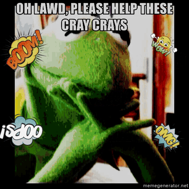 kermit the frog has a speech bubble that says boom