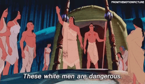 a group of native americans are standing in front of a tent with the words these white men are dangerous