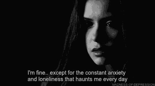 a black and white photo of a woman with a quote that says i 'm fine