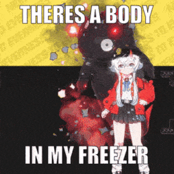 there is a body in my freezer with a picture of a girl and a teddy bear