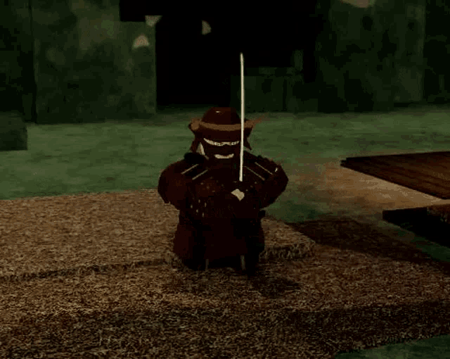 a video game character is laying on the ground with a sword