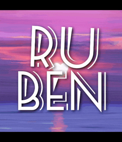 a purple and pink background with the words ru ben in white letters