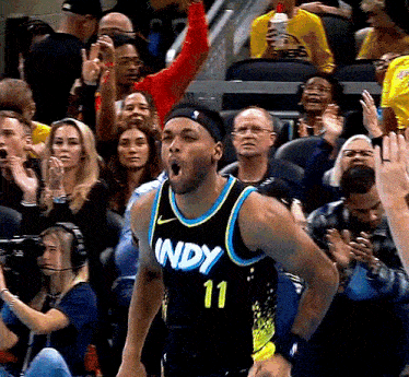 a basketball player wearing a number 11 indy jersey