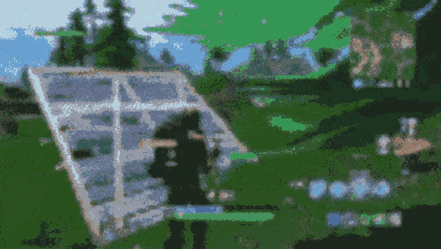 a pixelated image of a person in a field