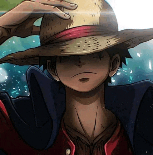 monkey d luffy from one piece is wearing a straw hat