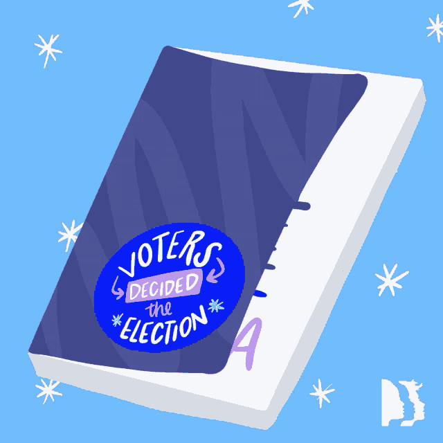 a purple book that says voters decided the election