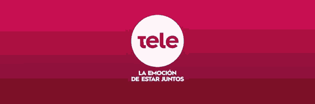 a blue background with a white circle with the word tele on it