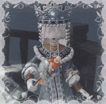 a painting of a woman in a costume with a crown