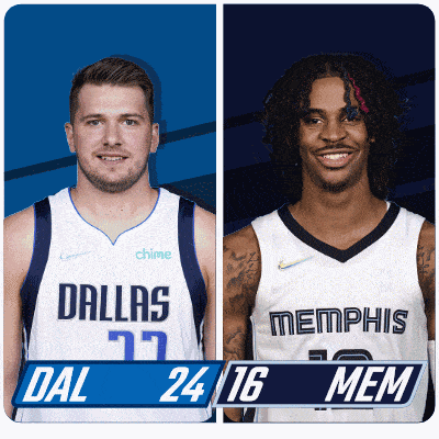 two basketball players wearing dallas and memphis jerseys