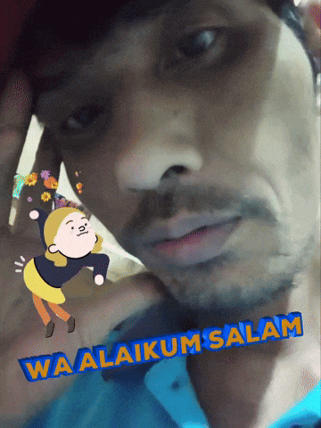 a man 's face with a cartoon character and the words waalaikum salam below it