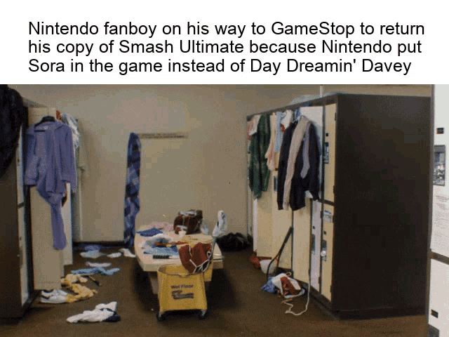 a nintendo fanboy on his way to gamestop to return his copy of smash ultimate because nintendo put sora in the game