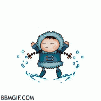 a pixel art drawing of a girl in a fur coat standing in the water