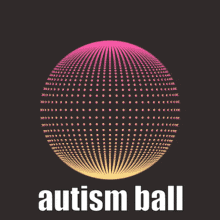a logo for the autism ball with a pink and yellow sphere