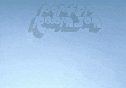 a poster for porter robinson with a person in a red coat
