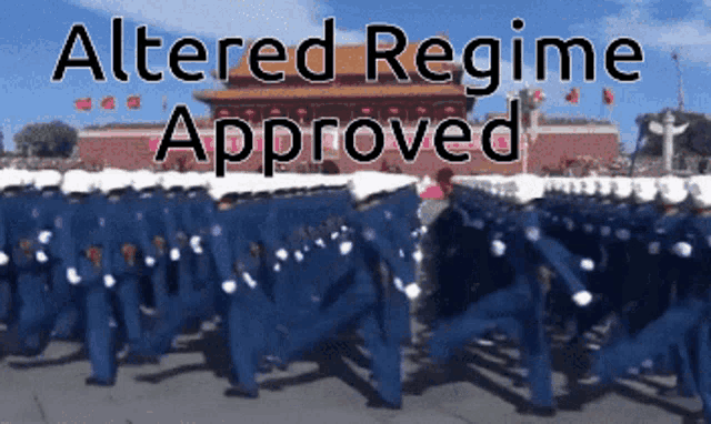 altered regime approved written on a picture of soldiers