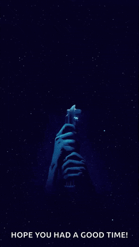 a poster of a person holding a light saber with the words hope you had a good time