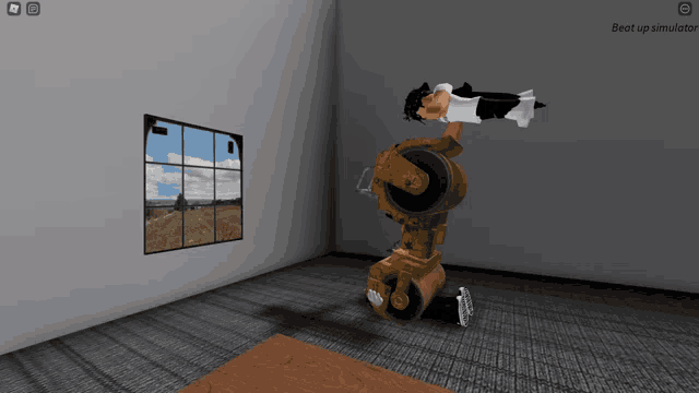 a screenshot of a video game with the words beat up simulator at the top
