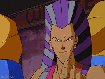 a cartoon character with a purple hair and earrings is giving the middle finger