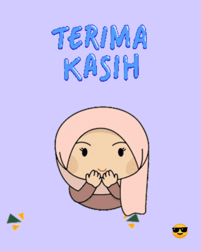 a cartoon of a girl with a hijab and the words " terima kasih "
