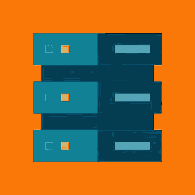 a stack of blue boxes with squares on them