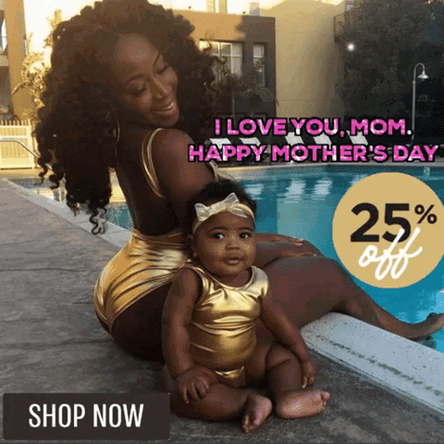 an advertisement for mother 's day shows a woman and child