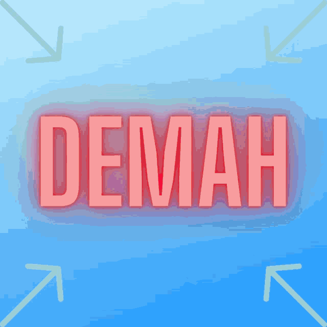 a blue background with arrows pointing to the word denah