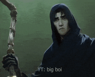 a drawing of a man with a hood and the words yt : big boi below him