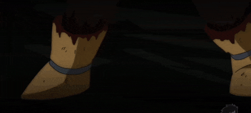 a cartoon character is standing in the dark with a purple background