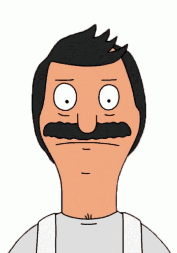 a bob 's burgers cartoon character with a mustache and big eyes