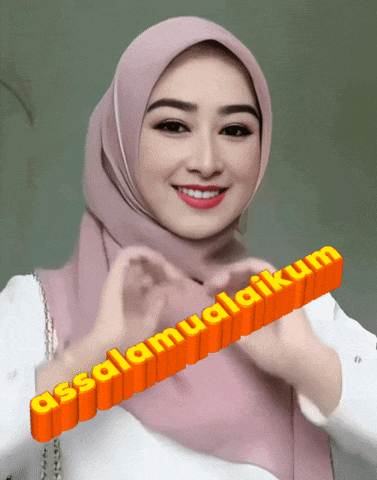 a woman wearing a hijab making a heart with her hands and the words assalamualaikum behind her