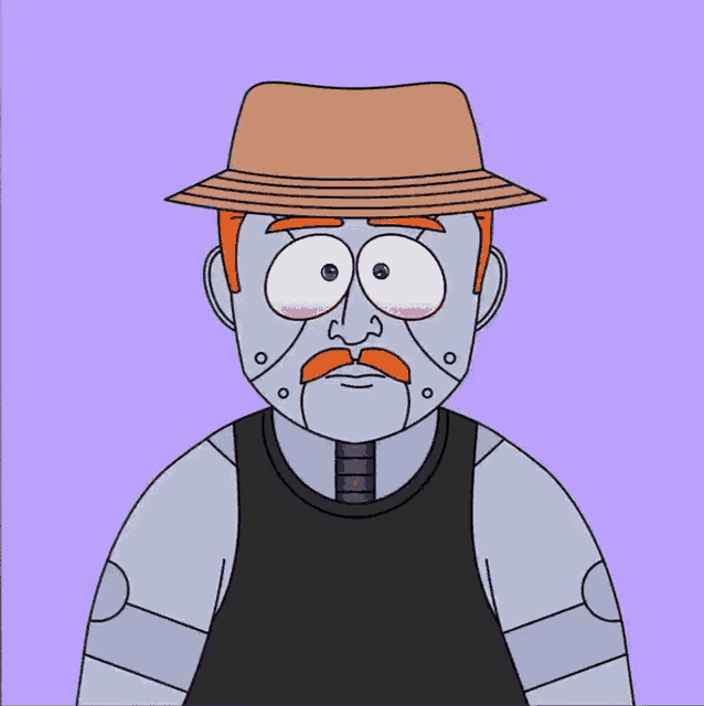 a cartoon of a robot wearing a hat and smoking