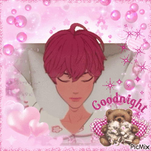a picture of a girl sleeping with the words goodnight written on it