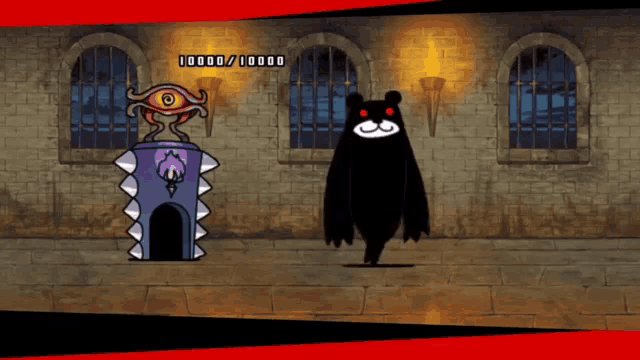 a video game screen shows a monster and a bear with 10000/10000 on the bottom