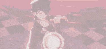 a person is singing into a microphone on a stage in a video game .