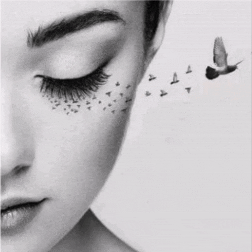 a black and white photo of a woman 's face with the words " welcome to nice fami "