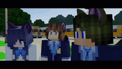 a group of minecraft characters standing next to each other