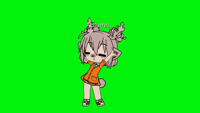 a cartoon character with the name autumn on her head