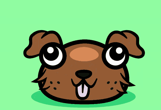 a cartoon drawing of a brown dog with its tongue out