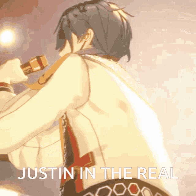 justin in the real is written on a picture of a person
